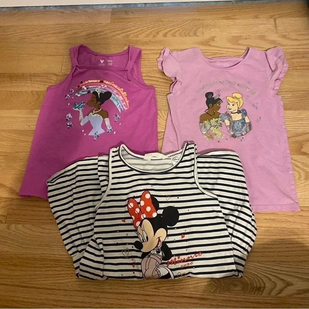 Disney Tiana Princess Shirt Dress Bundle Sz 5 Kids Girls Minnie Mouse Sequin